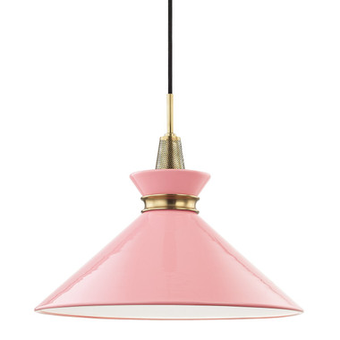 Mitzi - H251701L-AGB/PK - One Light Pendant - Kiki - Aged Brass/Pink