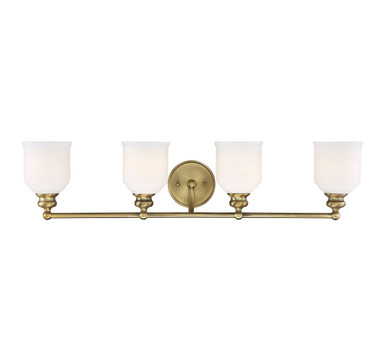 Savoy House - 8-6836-4-322 - Four Light Bath Bar - Melrose - Warm Brass