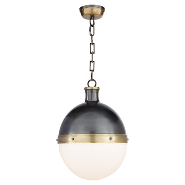 Visual Comfort Signature - TOB 5063BZ/HAB-WG - Two Light Pendant - Hicks - Bronze with Antique Brass