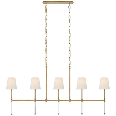 Visual Comfort Signature - SK 5055HAB-L - Five Light Linear Chandelier - Camille - Hand-Rubbed Antique Brass