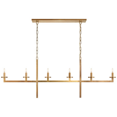 Visual Comfort Signature - KW 5203AB - Six Light Linear Chandelier - Liaison - Antique-Burnished Brass
