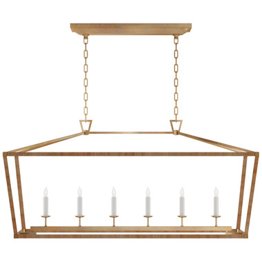 Visual Comfort Signature - CHC 5766AB/NRT - LED Linear Pendant - Darlana Wrapped - Antique-Burnished Brass and Natural Rattan