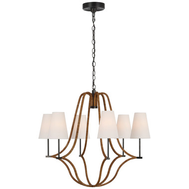 Visual Comfort Signature - CHC 5581BZ/NRT-L - LED Chandelier - Biscayne - Bronze and Natural Rattan