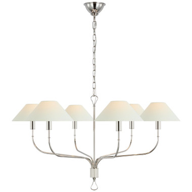 Visual Comfort Signature - AL 5005PN/PAR-L - LED Chandelier - Griffin - Polished Nickel and Parchment Leather