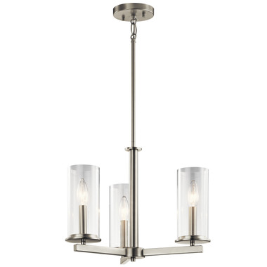 Kichler - 43997NI - Three Light Chandelier/Semi Flush - Crosby - Brushed Nickel