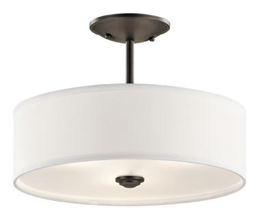 Kichler - 43675OZ - Three Light Semi Flush Mount - Shailene - Olde Bronze