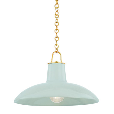 Hudson Valley - 1918-AGB/CMC - One Light Pendant - Pottersville - Aged Brass/Ceramic Moss Crackle