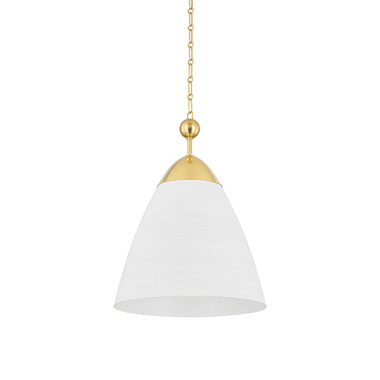 Hudson Valley - BKO1501-AGB/WP - One Light Pendant - Bronson - Aged Brass/White Plaster