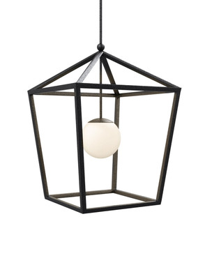 Currey and Company - 9500-0024 - One Light Lantern - Denison - Black/Frosted White