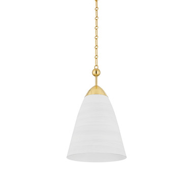 Hudson Valley - BKO1500-AGB/WP - One Light Pendant - Bronson - Aged Brass/White Plaster