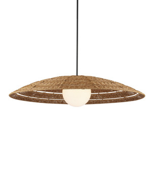 Currey and Company - 9500-0018 - One Light Pendant - Barbary - Natural/Black/Frosted White