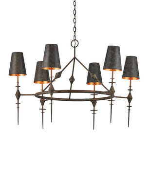 Currey and Company - 9000-1311 - Six Light Chandelier - Anselm - Verde Bronze/Contemporary Gold