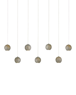 Currey and Company - 9000-1056 - Seven Light Pendant - Giro - Blue/Nickel/Silver