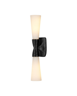 Currey and Company - 5800-0066 - Two Light Wall Sconce - Burrows - Opaque White/Oil Rubbed Bronze
