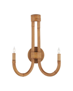 Currey and Company - 5000-0280 - Two Light Wall Sconce - Samsara - Natural/Saddle Tan