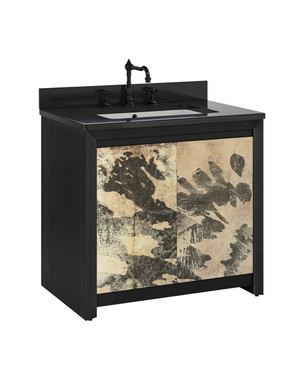 Currey and Company - 3800-0014 - 36" Vanity with Rectangular Undermount Sink - Karlson - Stained Vellum/Caviar Black & Faux Bone/Black/White