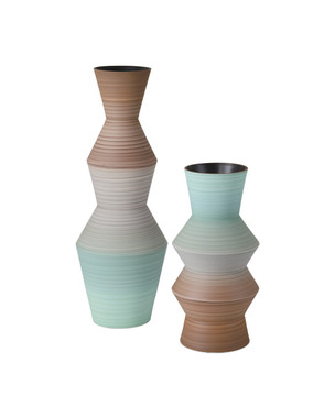 Currey and Company - 1200-1008 - Vase - Happy 80's - Brown/Light Blue