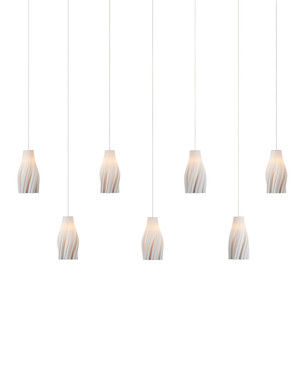 Currey and Company - 9000-1277 - Seven Light Linear Pendant - Posh - White/Silver
