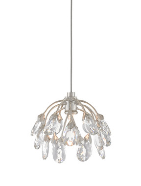 Currey and Company - 9000-0667 - One Light Pendant - Crystal Bud - Clear/Contemporary Silver Leaf/Silver