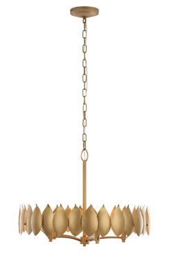 Varaluz - 560C05BK - Five Light Pendant - Petal Reign - Brass Kisser