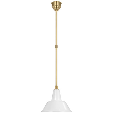 Visual Comfort Signature - TOB 5802HAB-WHT - LED Pendant - Academy Barn Light - Hand-Rubbed Antique Brass