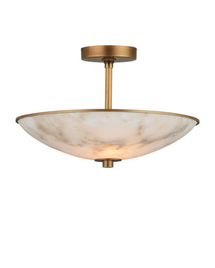 Currey and Company - 9000-1477 - Two Light Semi-Flush Mount - Volterra - Natural / Antique Brass