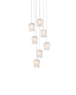 Currey and Company - 9000-1405 - Seven Light Pendant - Polpo - White/Silver
