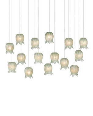 Currey and Company - 9000-1399 - 15 Light Pendant - Polpo - Green/Silver