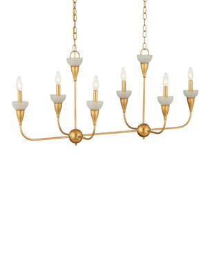 Currey and Company - 9000-1329 - Six Light Chandelier - Aurelia - Contemporary Gold Leaf/Contemporary Gold/Frosted