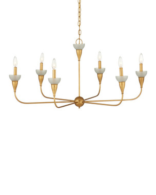 Currey and Company - 9000-1328 - Six Light Chandelier - Aurelia - Contemporary Gold Leaf/Contemporary Gold/Frosted
