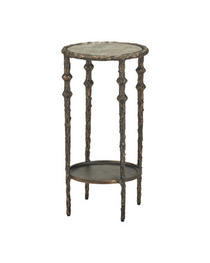 Currey and Company - 4000-0283 - Accent Table - Spalzato - Aged Brass / Antique Glass