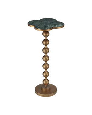 Currey and Company - 4000-0259 - Accent Table - Quatrefoil - Green / Brass