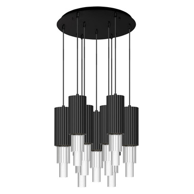 Alora - MP502204MBCR-09 - LED Pendant - Bordeaux - Matte Black/Clear Ribbed Glass