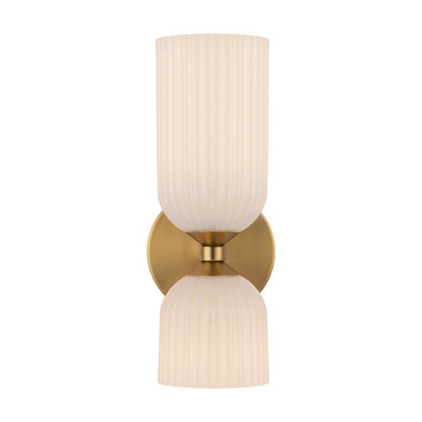 Alora - WV442612BGGR - Two Light Vanity - Nelly - Brushed Gold/Glossy Ribbed Opal Glass