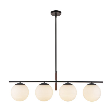 Alora - LP421437MBOP - Four Light Linear Pendant - Zuri - Matte Black/Opal Glass