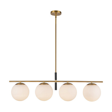 Alora - LP421437BGOP - Four Light Linear Pendant - Zuri - Brushed Gold/Opal Glass