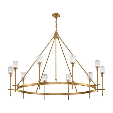 Alora - CH314310VBRC - Ten Light Chandelier - Salita - Ribbed Crystal/Vintage Brass