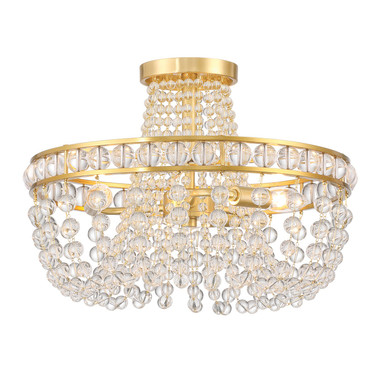 Crystorama - SEV-1800-AG - Three Light Semi Flush Mount - Seville - Aged Brass