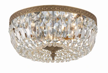 Crystorama - 714-OB-CL-SAQ - Three Light Flush Mount - Waltham - Olde Brass