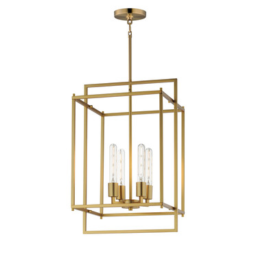Maxim - 10412NAB - Four Light Pendant - Gridline - Natural Aged Brass