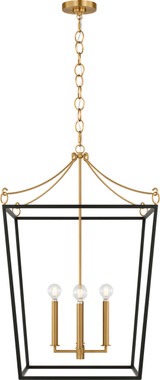 Visual Comfort Studio - KSC1194MBK - Four Light Lantern - Carlyle - Midnight Black | Burnished Brass