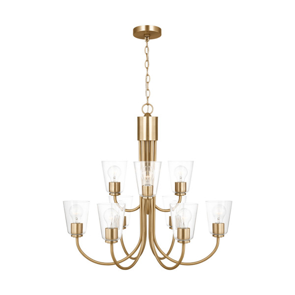Generation Lighting - GLC1169SB - Nine Light Chandelier - Miles - Satin Brass