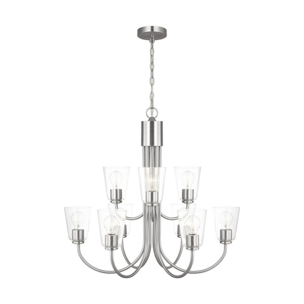 Generation Lighting - GLC1169BS - Nine Light Chandelier - Miles - Brushed Nickel