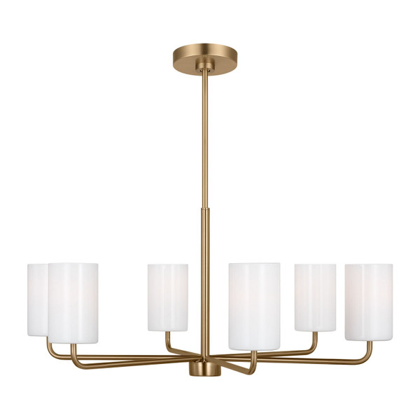 Generation Lighting - GLC1026EN3/SB - Six Light Chandelier - Rhett - Satin Brass