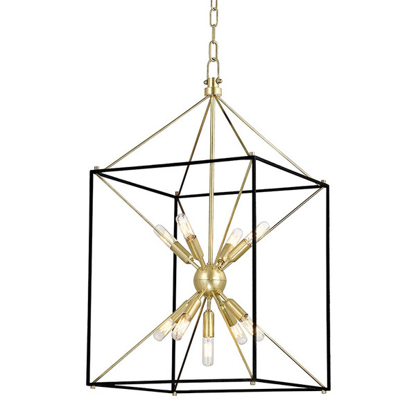 Hudson Valley - 8916-AGB - Nine Light Pendant - Glendale - Aged Brass/Black