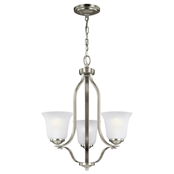 Generation Lighting. - 3139003-962 - Three Light Chandelier - Emmons - Brushed Nickel