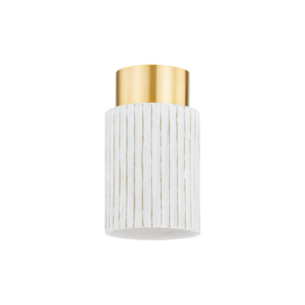 Mitzi - H830501-AGB/CWB - One Light Flush Mount - Corissa - Aged Brass/ Ceramic Whitewash Bisque