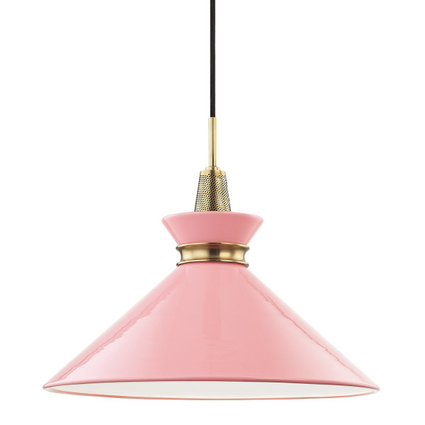 Mitzi - H251701L-AGB/PK - One Light Pendant - Kiki - Aged Brass/Pink
