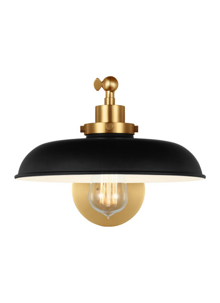 Visual Comfort Studio - CW1141MBKBBS - One Light Wall Sconce - Wellfleet - Midnight Black and Burnished Brass