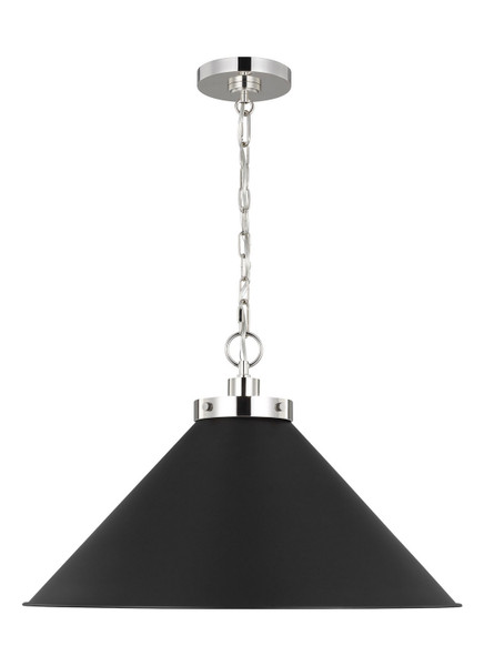 Visual Comfort Studio - CP1311MBKPN - One Light Pendant - Wellfleet - Midnight Black and Polished Nickel
